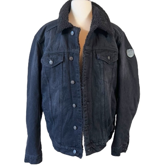 Heroes Motors Other - Heroes Motors Denim "Black Jagger" Cylinder Sherpa Lined Jacket